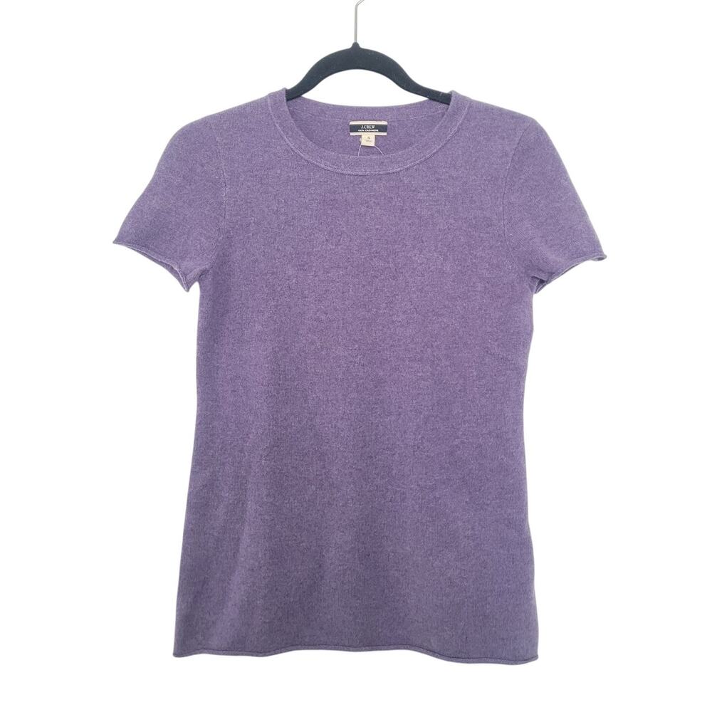NWT J Crew 100% Cashmere Relaxed Shirt Sweater Size S Purple Preppy Office Twee